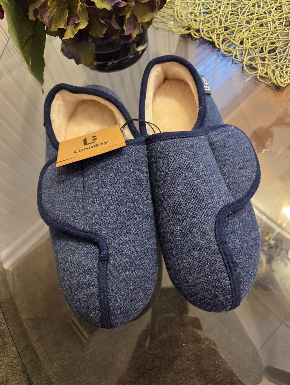 Long Bay Womens Diabetic Cozy Blue Comfort Slippers Size 9 NWT